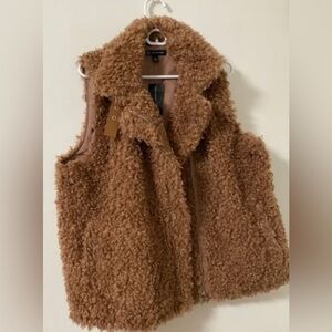 Inc International Concepts Sherpa Vest Brown Size Large